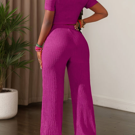 UNICORN Color Short-Sleeve Top And Wide-Leg Pants Casual Outfit xs s m l xl xxl