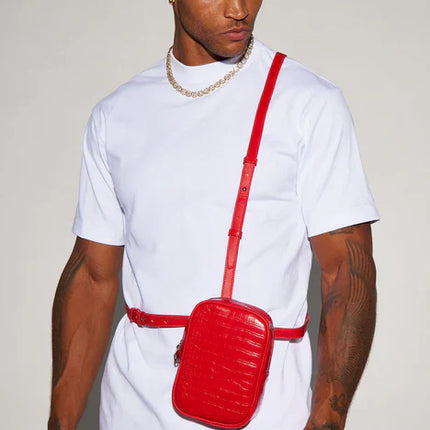 UNICORN Men's chest bag leather red