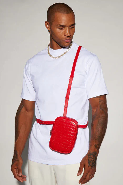 UNICORN Men's chest bag leather red