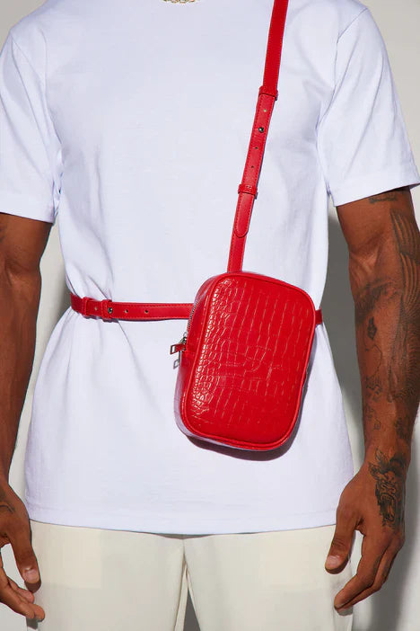 UNICORN Men's chest bag leather red