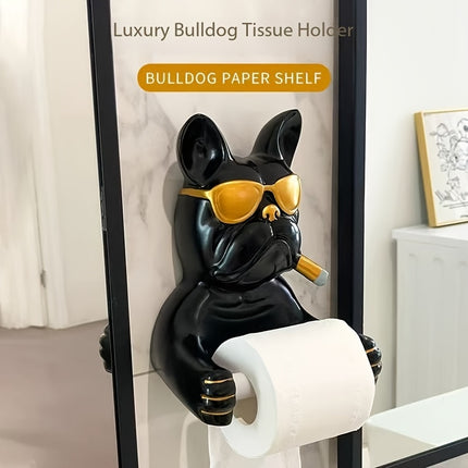 UNICORN 1pc French Bulldog Wall-Mounted Tissue Holder Black