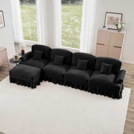 UNICORN L-Shaped 4-Seater Sofa Comfortable Seating for Living Room Black
