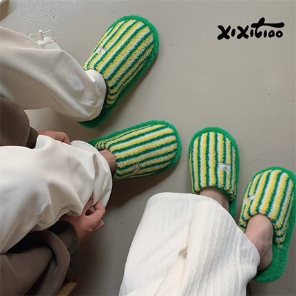 UNICORN Men's Home Slippers, Casual Color-Block Striped 36 38 39.5 41.5 43
