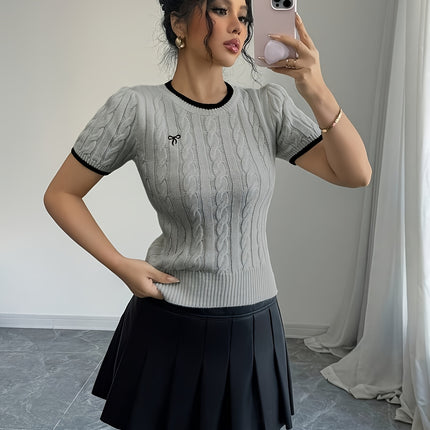 UNICORN Cat Ear Design Womens Short Sleeve Top Elegant Two-Tone Edges s m l xl