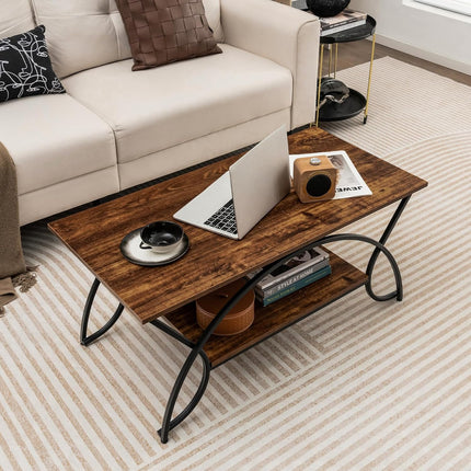 UNICORN Coffee Table, Coffee Table with Storage 100 X 50 X 45 Cm (Vintage Brown-Black)