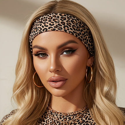 UNICORN 2pcs Women's Leopard Print Black Sports Headbands Sweat-Absorbent Elastic