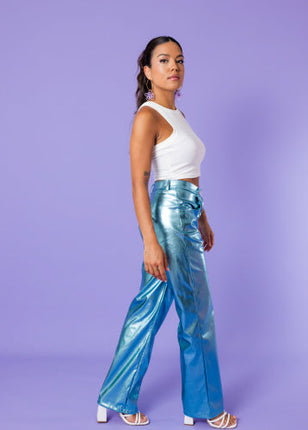 UNICORN Dames broek glans turquoise s m l