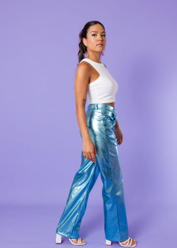 UNICORN Dames broek glans turquoise s m l
