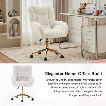 UNICORN Teddy Fabric Height Adjustable Swivel Chair for Home Office Indoors White