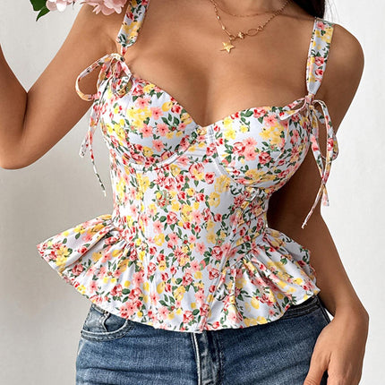 UNICORN Women'S Summer New Stylish Countryside Floral Tie-Up Corset s m l