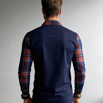 UNICORN Men'S Relaxed Fit Long-Sleeve Shirt Navy Blue, Red, And White Design s m l xl xxl