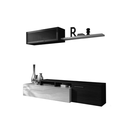 UNICORN Wall Unit TV Stand Living Room Furniture 200x41x44 cm Brown White Black