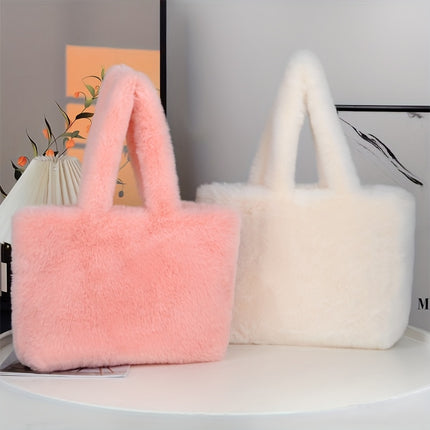 UNICORN Fashion Womens Large Capacity Faux Fur Handbag with Makeup Pouch