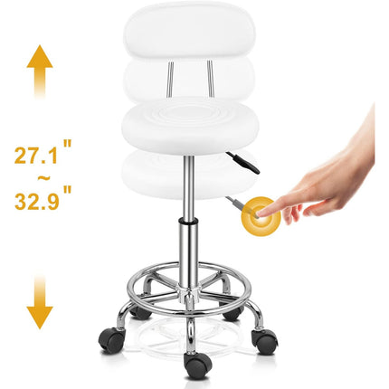 UNICORN Office Stool Rolling, 360° Swivel, Height Adjustable, PVC Material Black White