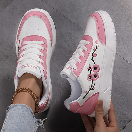 UNICORN Plum Blossom White Low-Top Casual Skate Shoes for Women
