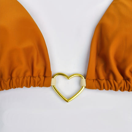 UNICORN European American Sexy Heart Color-Blocking Lace-Up Nylon Fabric Bikini s m l