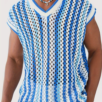 UNICORN Openwork Crochet Vest Pink Red Blue Green s m l xl xxl