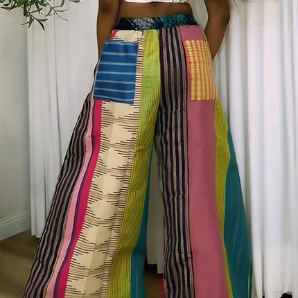 UNICORN Summer Fashion Commuter Rainbow Stripe Print Loose Wide-Leg Pants s m l xl