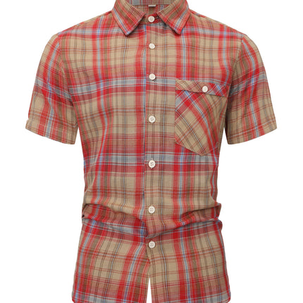UNICORN Men'S Classic Plaid Short Sleeve Shirt Single Pocket Design s m l xl xxl