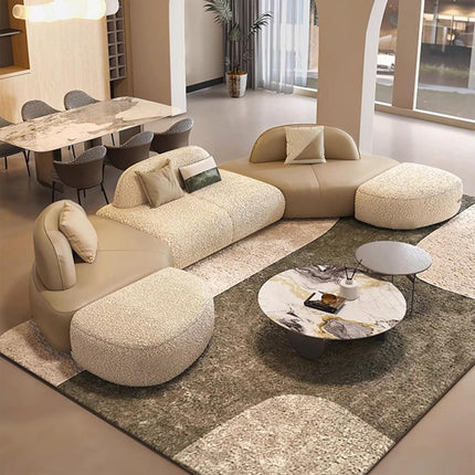 UNICORN Modern Curved Sectional Sofa Set Brown 365 * 110cm