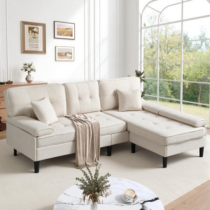 UNICORN L-shaped Corner Sofa Three-seat Multi-functional Chaise Lounge Gray Beige