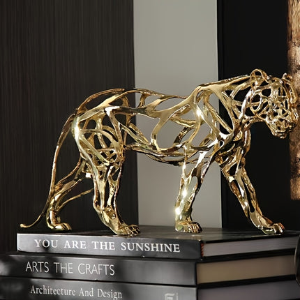 UNICORN 1pc Elegant Golden Metal Lion/Leopard/Elephant/Lion/Mount/Tiger Sculpture
