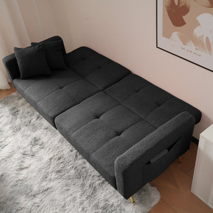 UNICORN Modern minimalist sofa bed size: 175*64*72 cm angle adjustable gold bed legs sofa with cushions side storage pockets