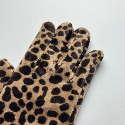 UNICORN Leopard Print Gloves for Women, Made of Golden Velvet
