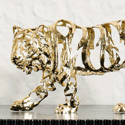 UNICORN 1pc Elegant Golden Metal Lion/Leopard/Elephant/Lion/Mount/Tiger Sculpture