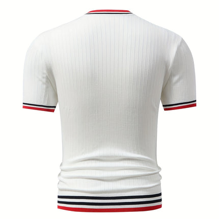 UNICORN White Men Fashion Short-Sleeve Knit Shirt with Color-Blocked s m l xl xxl