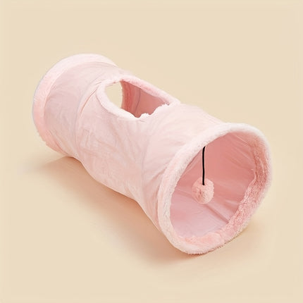 UNICORN Foldable plush cat tunnel with fun ball holes Gray Pink