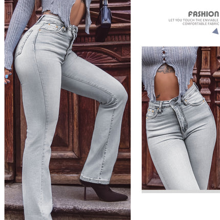 UNICORN Women Stretchy Slim Fit Straight Denim Jeans grey s m l xl