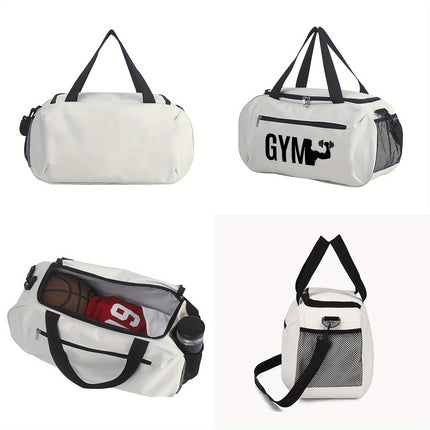 UNICORN GYM Fitness Theme Print Duffel Bag Large Capacity White Black Blue