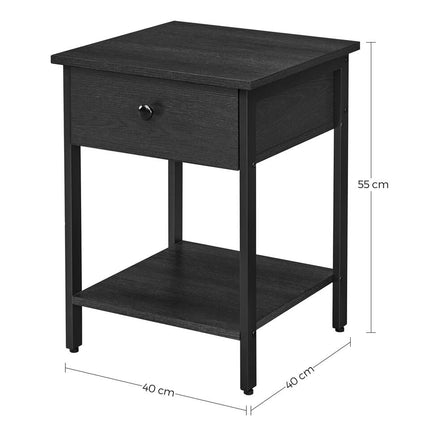 UNICORN Bedside table bedroom furniture brown black Width 40 cm Depth 40 cm Height 55 cm