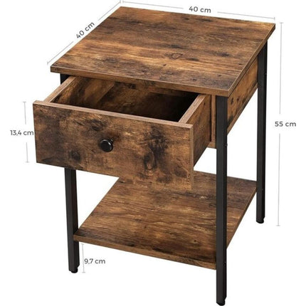 UNICORN Bedside table bedroom furniture brown black Width 40 cm Depth 40 cm Height 55 cm