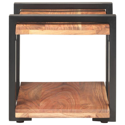UNICORN Bedside table bedroom furniture solid acacia wood brown black Width 50 cm Depth 40 cm Height 40 cm