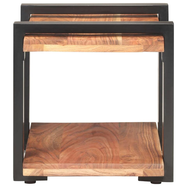 UNICORN Bedside table bedroom furniture solid acacia wood brown black Width 50 cm Depth 40 cm Height 40 cm