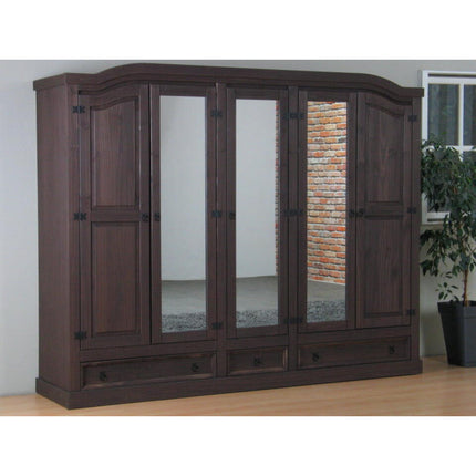 UNICORN Wardrobe country oak dark brown white Width 243 cm Depth 57 cm Height 193 cm