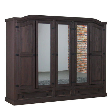 UNICORN Wardrobe country oak dark brown white Width 243 cm Depth 57 cm Height 193 cm