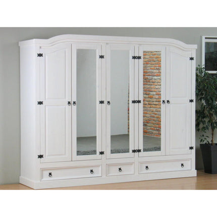 UNICORN Wardrobe country oak dark brown white Width 243 cm Depth 57 cm Height 193 cm