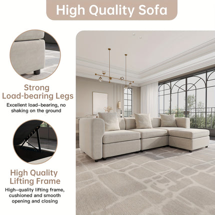 UNICORN Modern Modular Sectional Sofa Living Room Furniture Beige