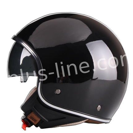 Scooter bromfiets zomerhelm jet helm vito special glans zwart roof boxer mat zwart maten s m l xl | Scooterhelm