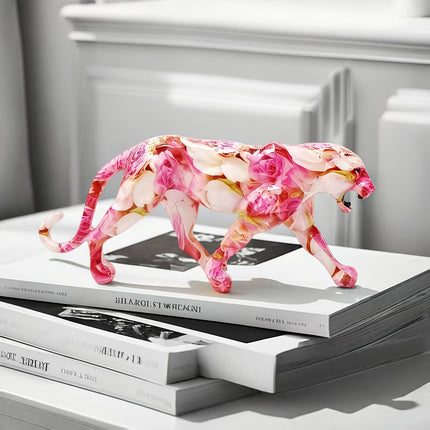 UNICORN High-End Pink Patterned Cheetah Statue Rose