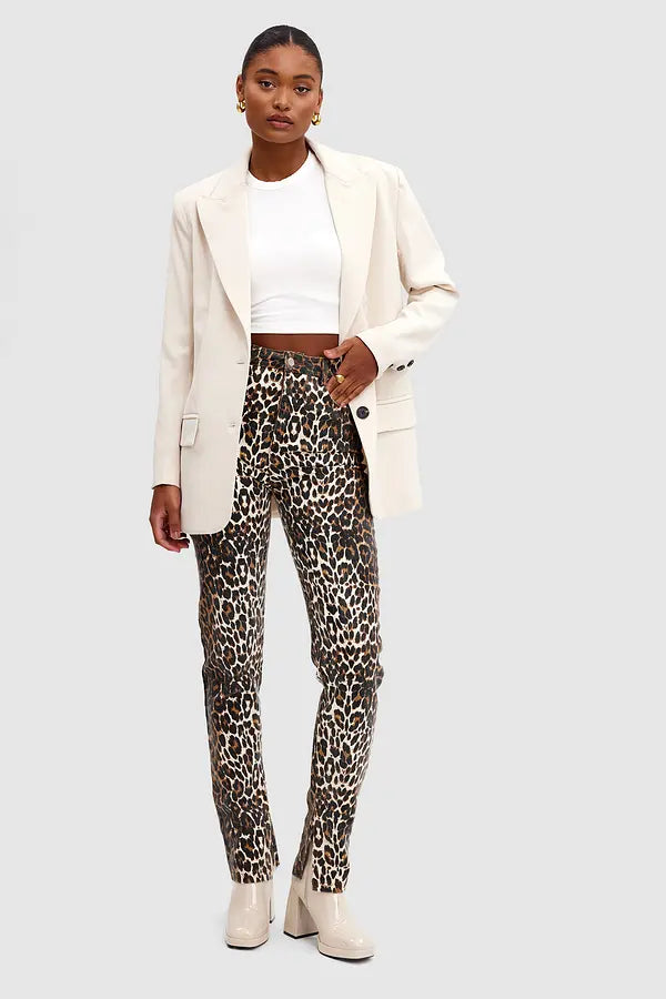 UNICORN Women's trousers leopard print dark brown xs s m l