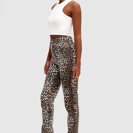 UNICORN Women's trousers leopard print dark brown xs s m l