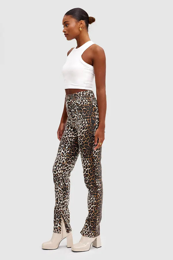 UNICORN Women's trousers leopard print dark brown xs s m l