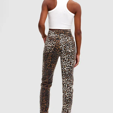 UNICORN Women's trousers leopard print dark brown xs s m l