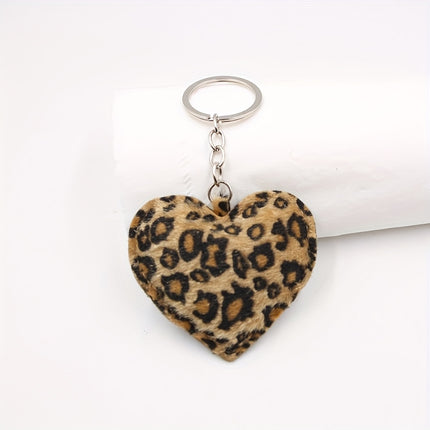 UNICORN Leopard Print Heart Keychain Leather Car Accessory & Bag Charm
