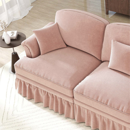 UNICORN Modular Mid-Century L-Shaped 2-Seater Chenille Sofa for Living Room Pink