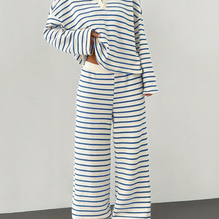 UNICORN Stylish And Relaxed Striped Pants Set for Women with a Tailored Collar xs s m l xl